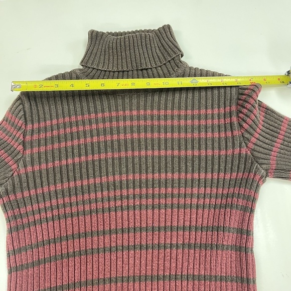 Vintage Y2K Calvin Klein Jeans Sweater Womens M Striped Rib Turtleneck Pullover - Picture 15 of 15